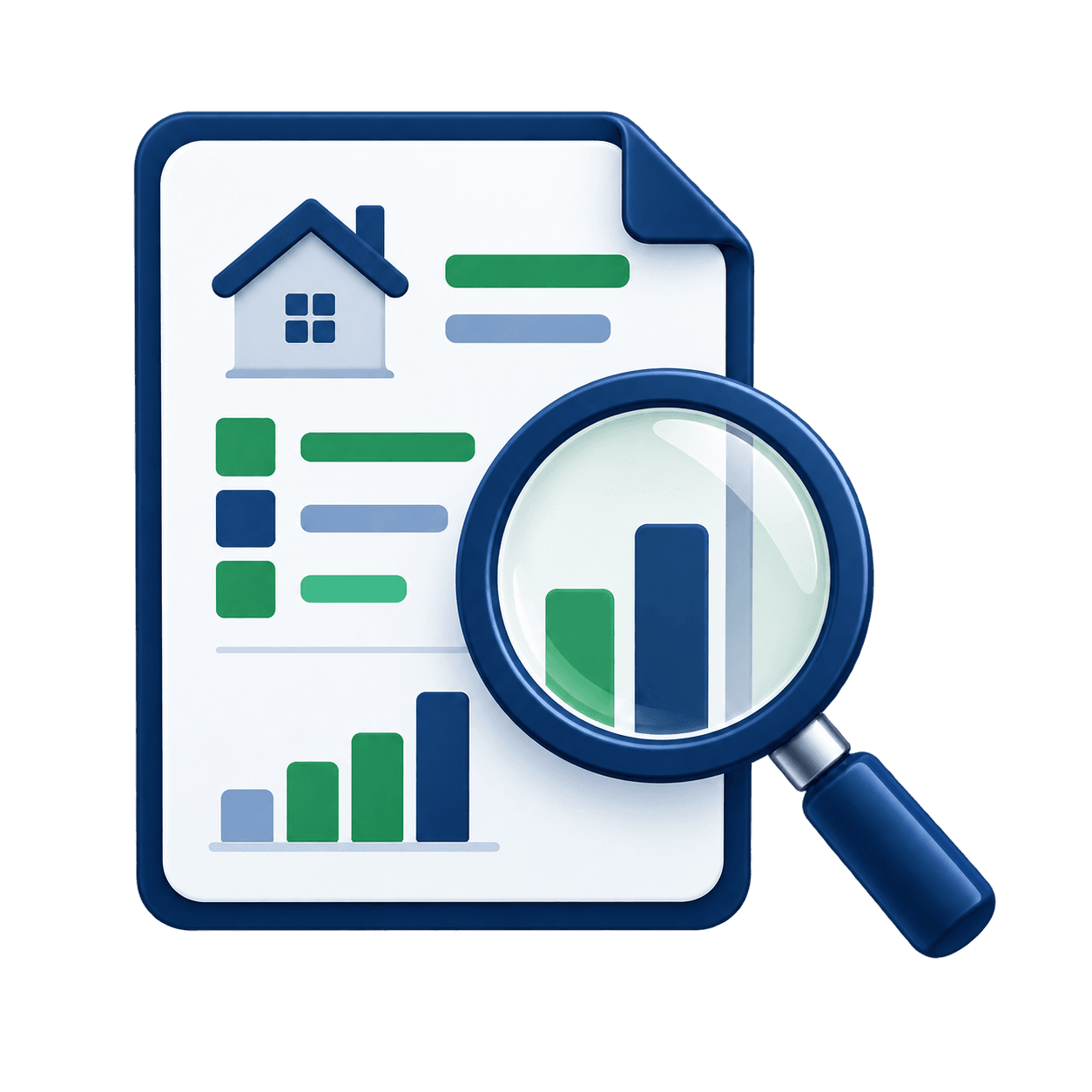 A property document reviewed with a magnifying glass, representing SmartProp Audit's records analysis